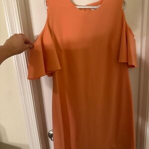 Calvin Klein Orange Cold Shoulder Midi Dress